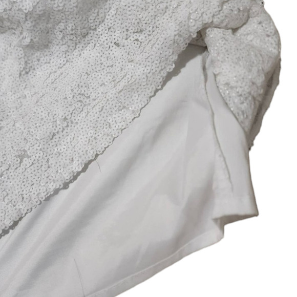 Aidan Mattox Ivory Sequin Skirt Blouson Cocktail Mini Dress Size 10 - Picture 6 of 10